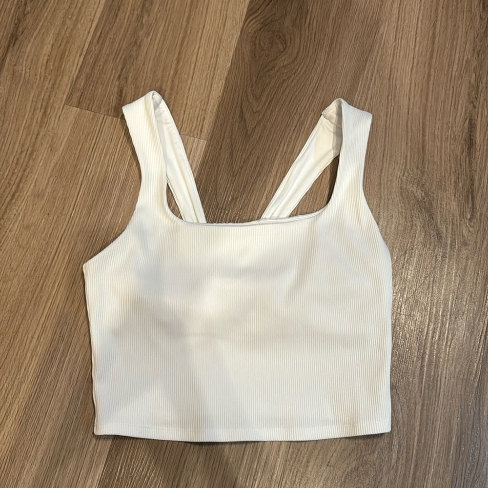 Alosoft Ribbed Chic Bra Tank - cropped white